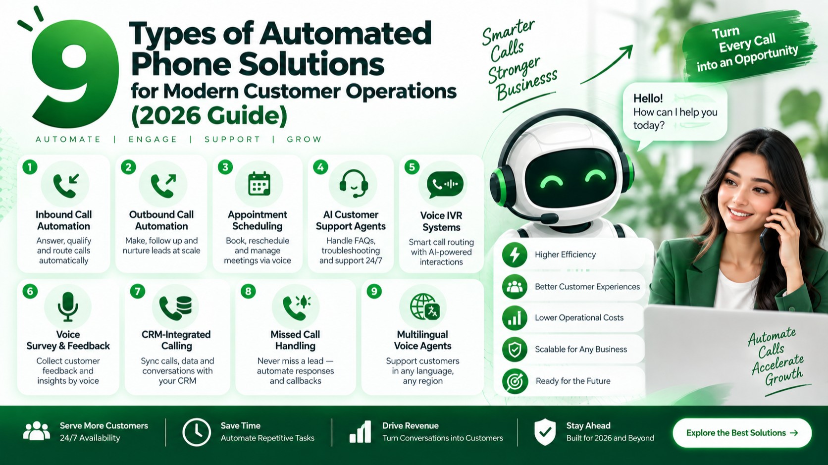 Illustration of automated phone solutions for modern customer operations