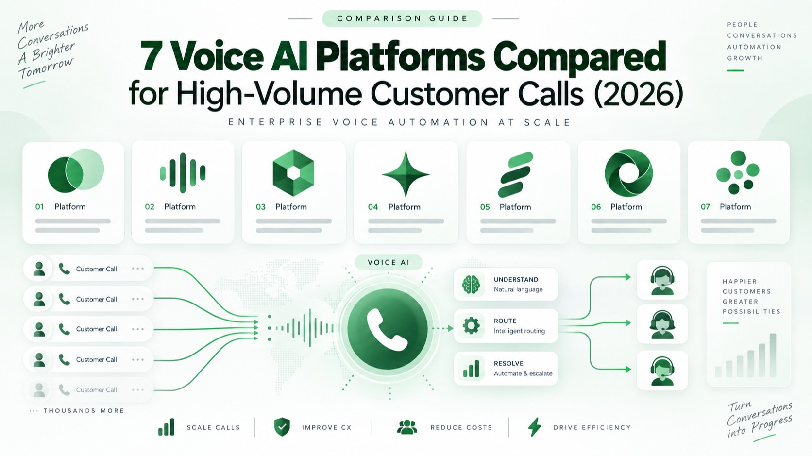 Comparison illustration of voice AI platforms for high-volume customer calls