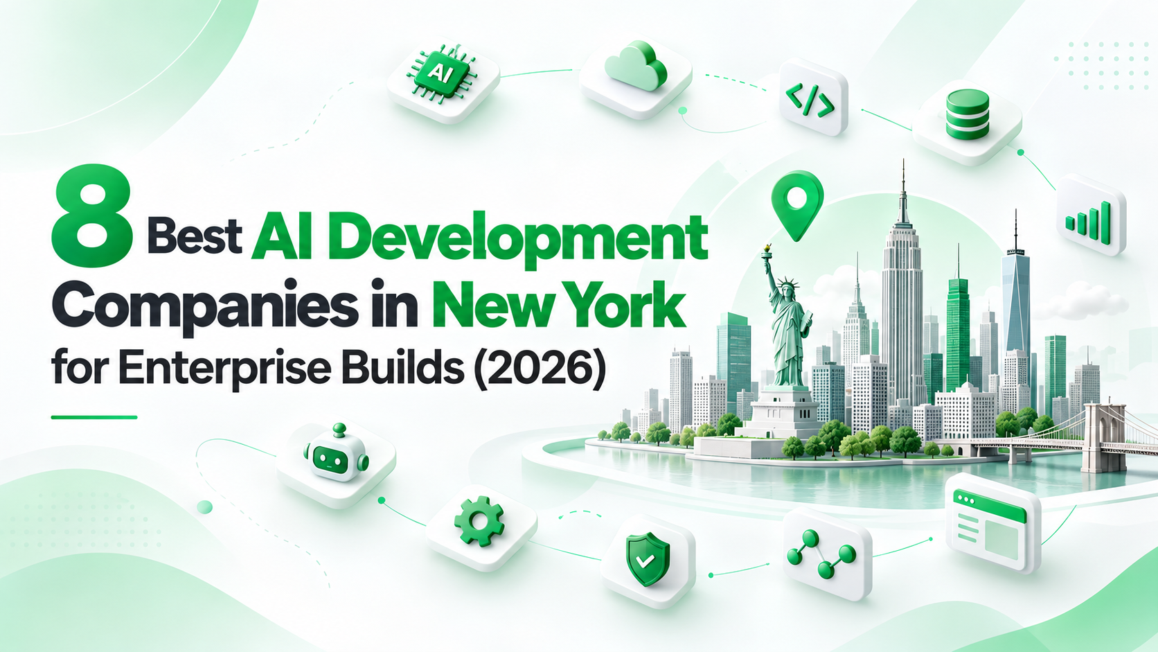 Enterprise AI development team planning a production AI build with the New York skyline in the background