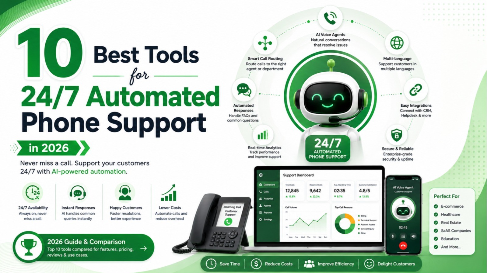 Illustration of tools for 24/7 automated phone support