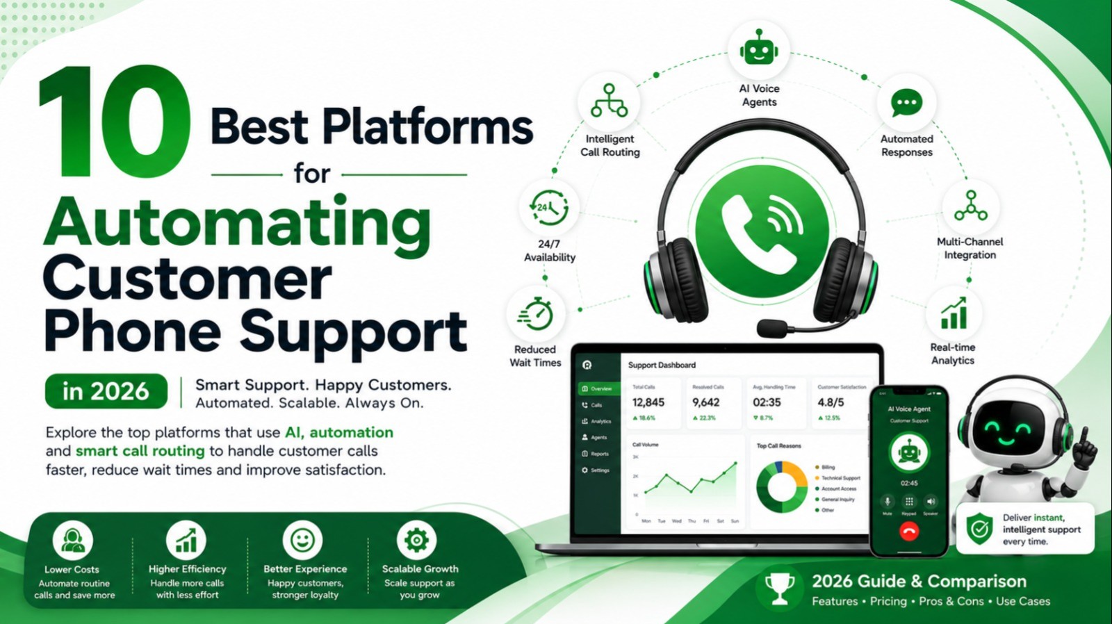 Comparison illustration of platforms for automating customer phone support
