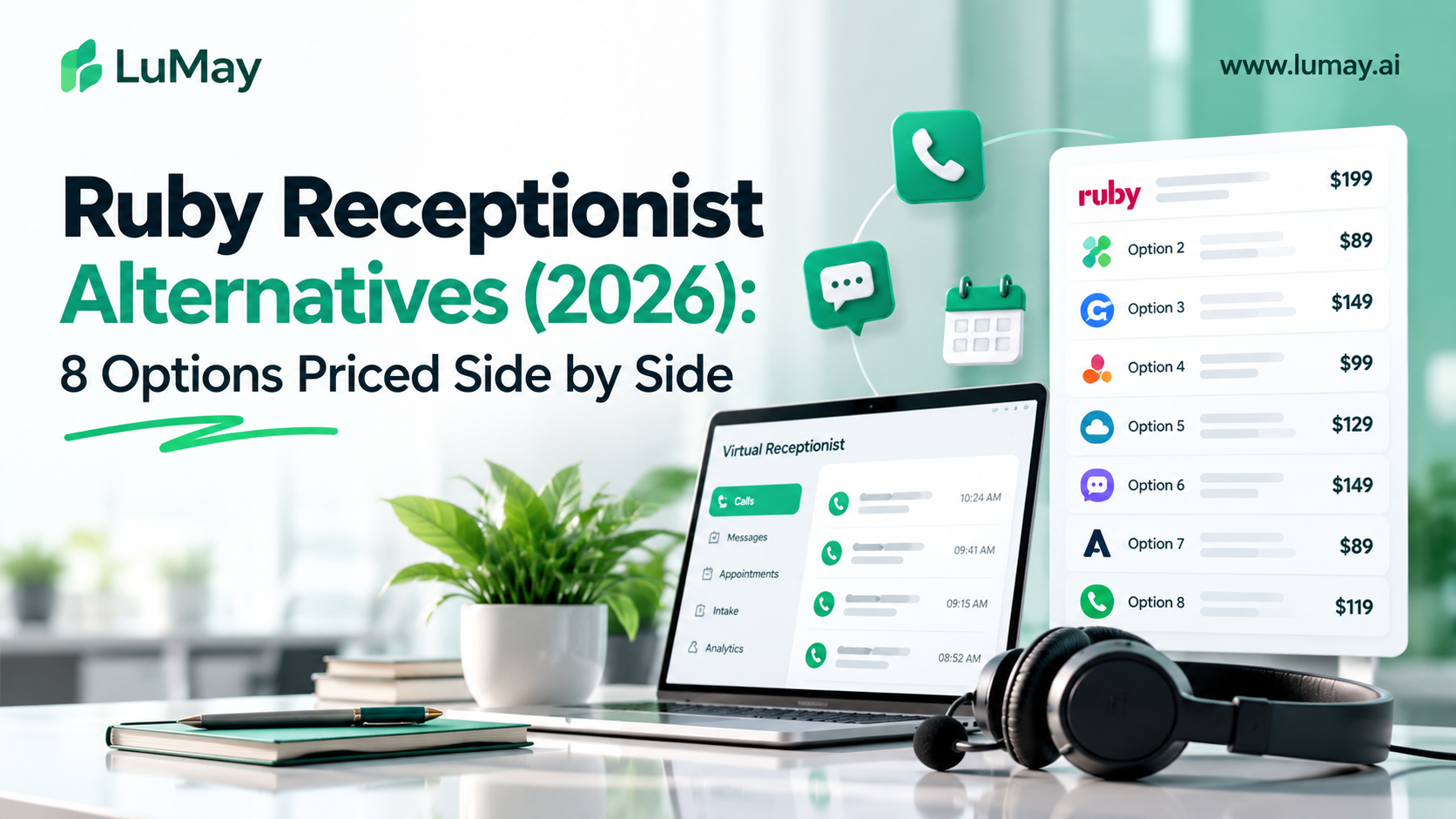 Side-by-side comparison of Ruby Receptionist alternatives, live and AI answering services